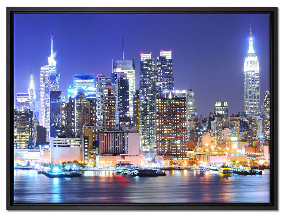 New York Skyline Brücke auf Leinwandbild gerahmt Größe 80x60