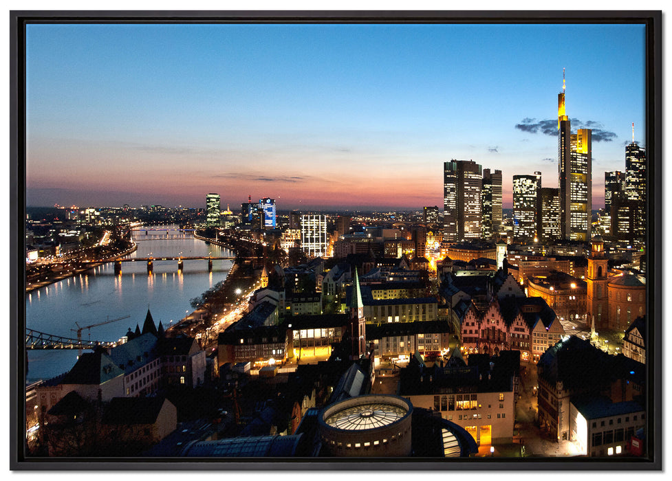 Frankfurt Skyline auf Leinwandbild gerahmt Größe 100x70