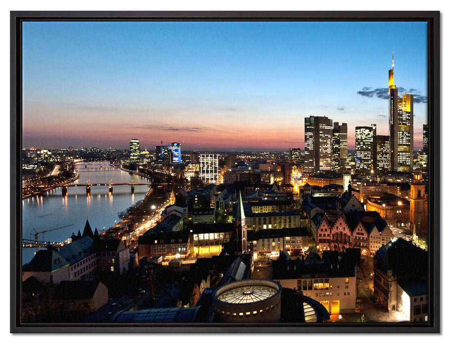 Frankfurt Skyline auf Leinwandbild gerahmt Größe 80x60