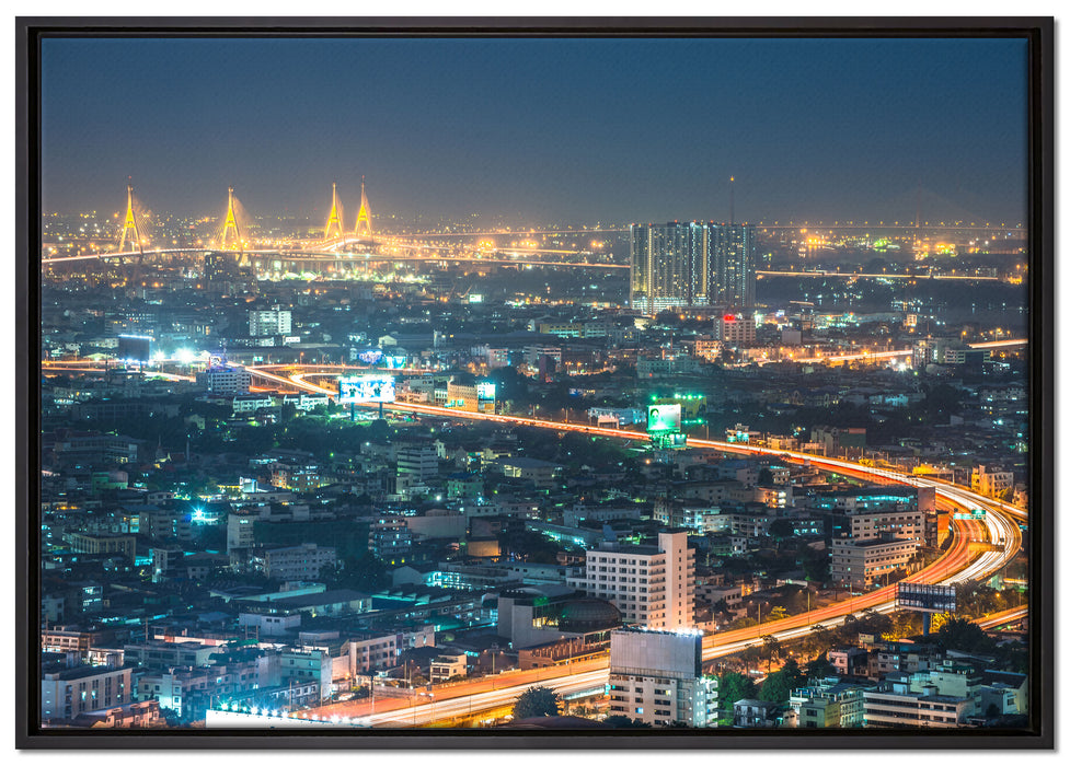 Lichterrausch in der Dunkelheit auf Leinwandbild gerahmt Größe 100x70