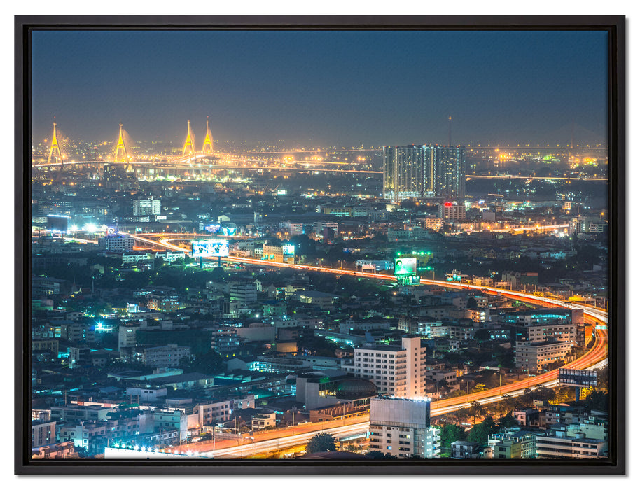 Lichterrausch in der Dunkelheit auf Leinwandbild gerahmt Größe 80x60