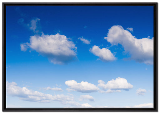 Wolken am blauen Himmel auf Leinwandbild gerahmt Größe 100x70