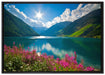 Blumenwiese See auf Leinwandbild gerahmt Größe 100x70