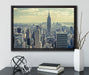 New York Manhattan auf Leinwandbild gerahmt mit Kirschblüten
