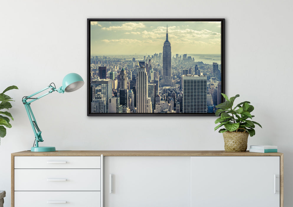 New York Manhattan auf Leinwandbild gerahmt verschiedene Größen im Wohnzimmer