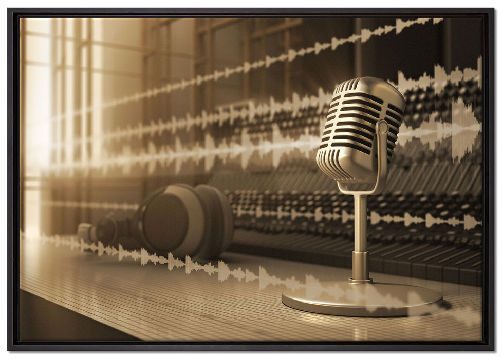 Musikstudio auf Leinwandbild gerahmt Größe 100x70