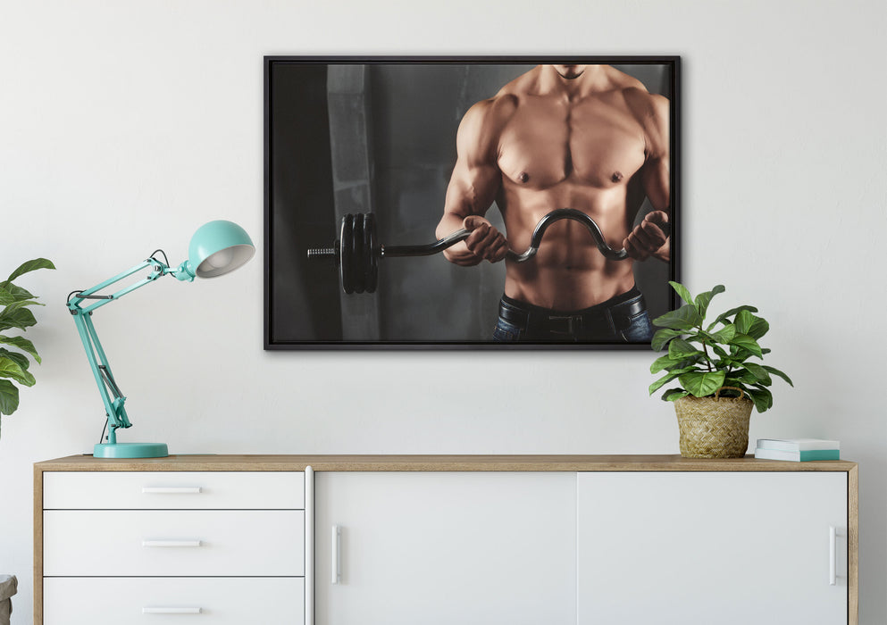 Bodybuilding auf Leinwandbild gerahmt verschiedene Größen im Wohnzimmer