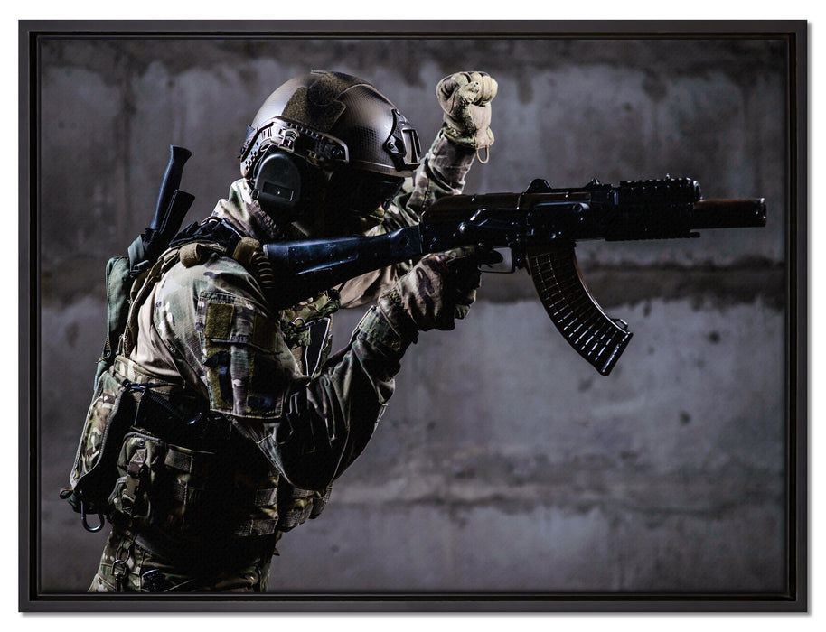 SEK Einsatz auf Leinwandbild gerahmt Größe 80x60