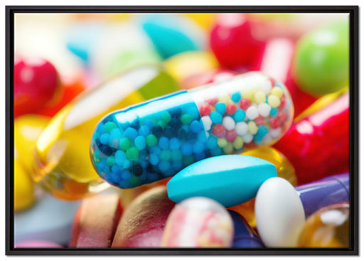 Pillen und Tabletten auf Leinwandbild gerahmt Größe 100x70