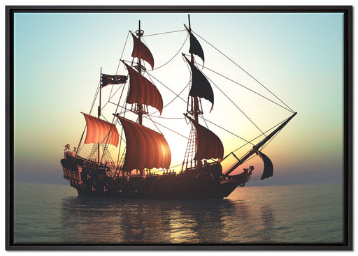 Altes Segelschiff auf Leinwandbild gerahmt Größe 100x70