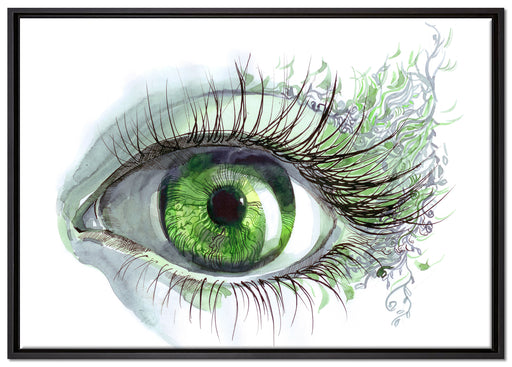 Grünes Auge auf Leinwandbild gerahmt Größe 100x70
