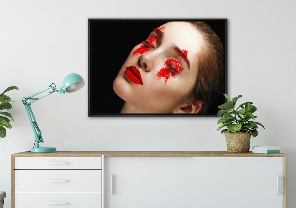 Dark Rotes Auge auf Leinwandbild gerahmt verschiedene Größen im Wohnzimmer