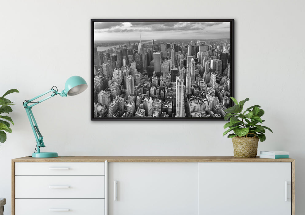 New York Skyline auf Leinwandbild gerahmt verschiedene Größen im Wohnzimmer