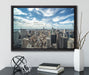 New York Skyline auf Leinwandbild gerahmt mit Kirschblüten