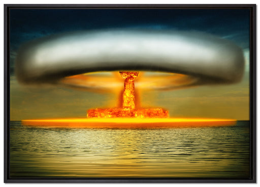 Atombombe Neon auf Leinwandbild gerahmt Größe 100x70