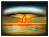 Atombombe Neon auf Leinwandbild gerahmt Größe 80x60