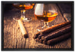 Whisky und Zigarre auf Leinwandbild gerahmt Größe 60x40
