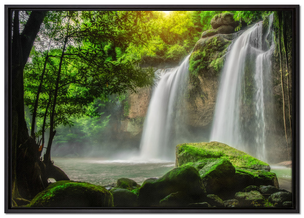 Wasserfall auf Leinwandbild gerahmt Größe 100x70