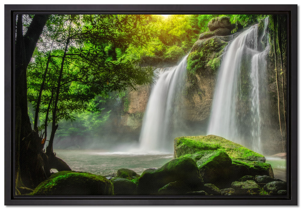 Wasserfall auf Leinwandbild gerahmt Größe 60x40
