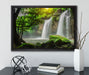 Wasserfall auf Leinwandbild gerahmt mit Kirschblüten