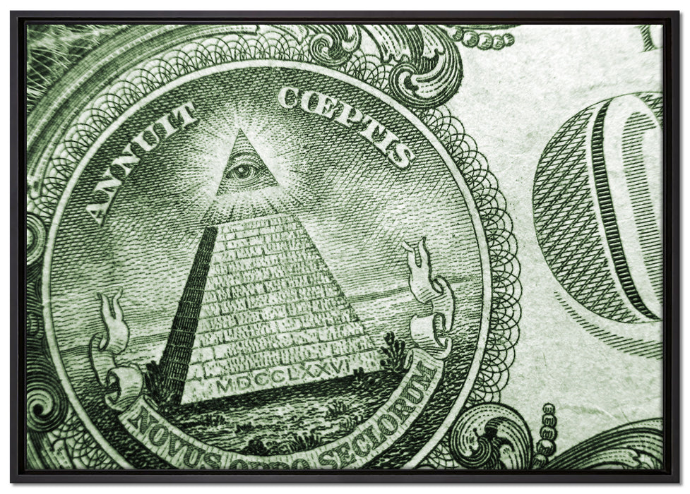 Illuminaten-Pyramide auf Leinwandbild gerahmt Größe 100x70