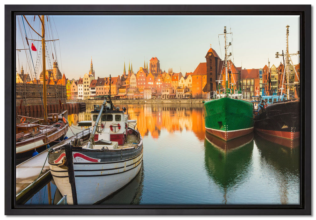 Hafen in der Dämmerung auf Leinwandbild gerahmt Größe 60x40