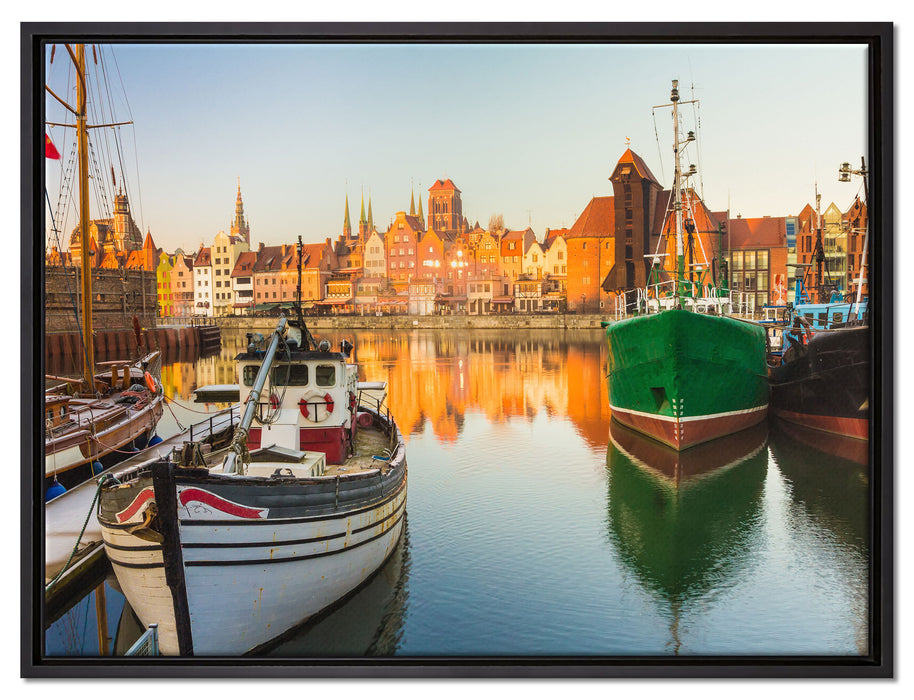 Hafen in der Dämmerung auf Leinwandbild gerahmt Größe 80x60