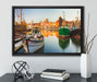 Hafen in der Dämmerung auf Leinwandbild gerahmt mit Kirschblüten
