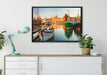 Hafen in der Dämmerung auf Leinwandbild gerahmt verschiedene Größen im Wohnzimmer
