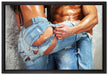 Sexy Pärchen Jeans auf Leinwandbild gerahmt Größe 60x40
