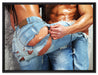 Sexy Pärchen Jeans auf Leinwandbild gerahmt Größe 80x60