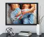 Sexy Pärchen Jeans auf Leinwandbild gerahmt mit Kirschblüten