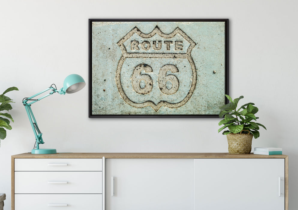 Route 66 auf Leinwandbild gerahmt verschiedene Größen im Wohnzimmer