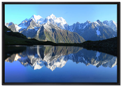 Berge am See auf Leinwandbild gerahmt Größe 100x70