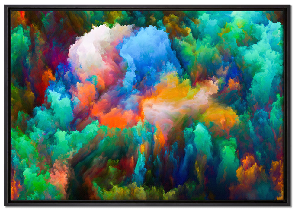 Farbflash Holi auf Leinwandbild gerahmt Größe 100x70