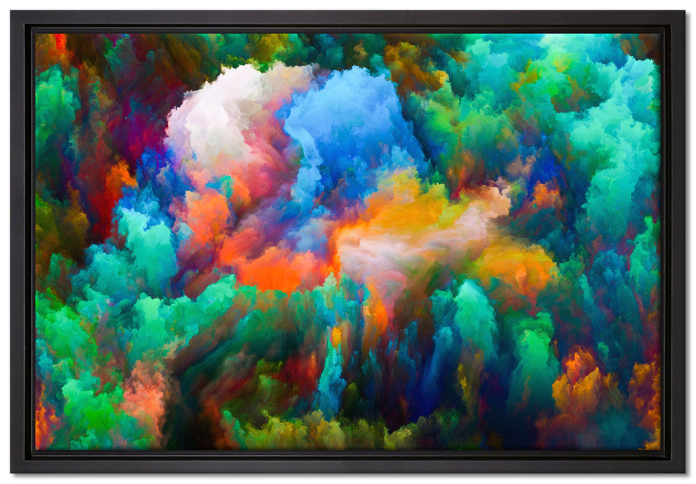 Farbflash Holi auf Leinwandbild gerahmt Größe 60x40