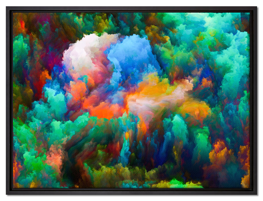 Farbflash Holi auf Leinwandbild gerahmt Größe 80x60