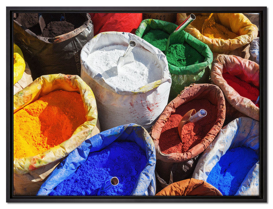 Farbpigmente auf Leinwandbild gerahmt Größe 80x60
