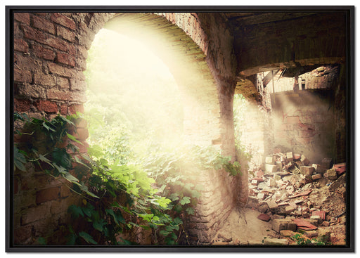 Alte Ruine auf Leinwandbild gerahmt Größe 100x70