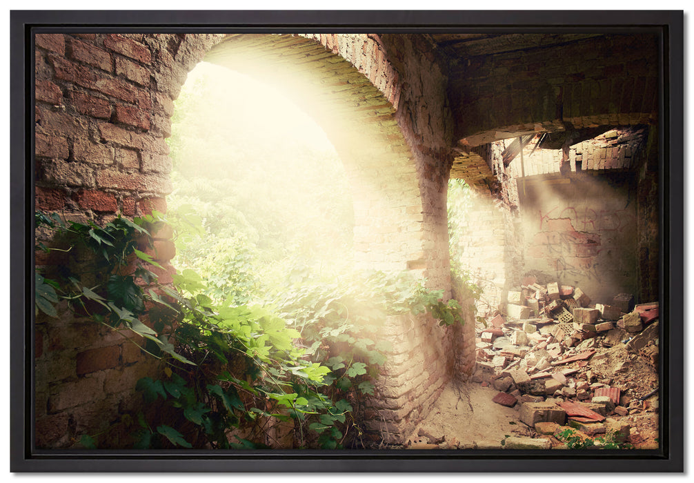 Alte Ruine auf Leinwandbild gerahmt Größe 60x40