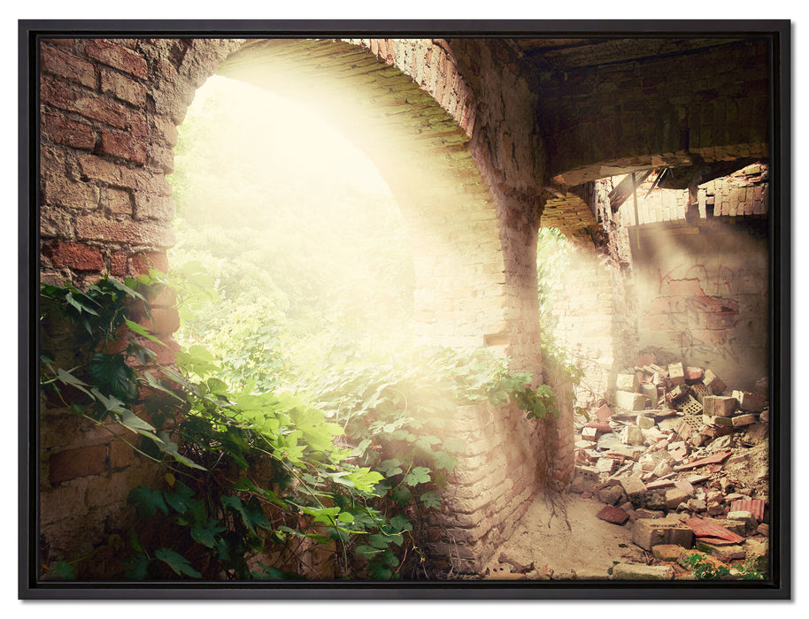 Alte Ruine auf Leinwandbild gerahmt Größe 80x60