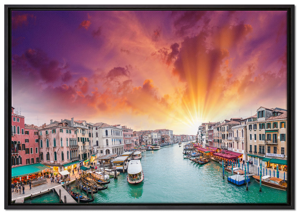 Venedig Fluss Häuser auf Leinwandbild gerahmt Größe 100x70