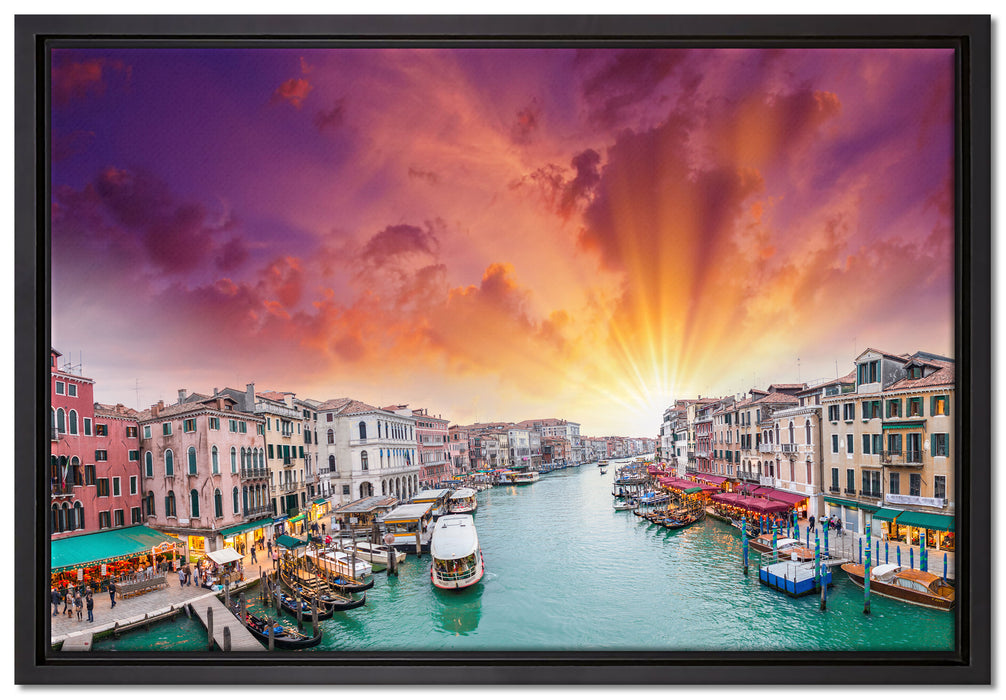 Venedig Fluss Häuser auf Leinwandbild gerahmt Größe 60x40