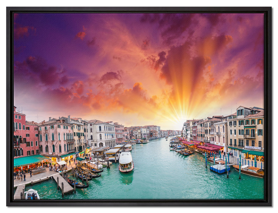 Venedig Fluss Häuser auf Leinwandbild gerahmt Größe 80x60