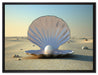 Perlenmuschel am Strand auf Leinwandbild gerahmt Größe 80x60