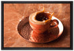 Kaffee spritzt aus Tasse auf Leinwandbild gerahmt Größe 60x40