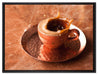 Kaffee spritzt aus Tasse auf Leinwandbild gerahmt Größe 80x60