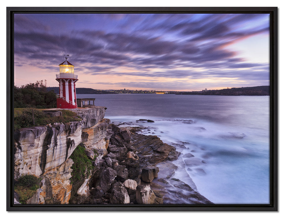 Leuchtturm auf Leinwandbild gerahmt Größe 80x60