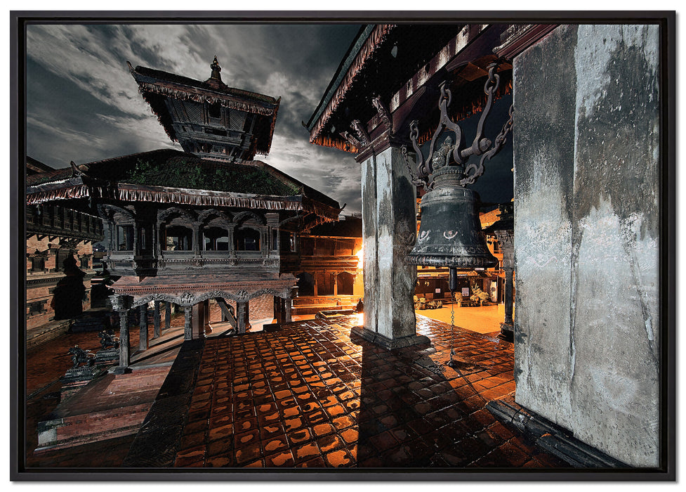 Mystische Stadt auf Leinwandbild gerahmt Größe 100x70