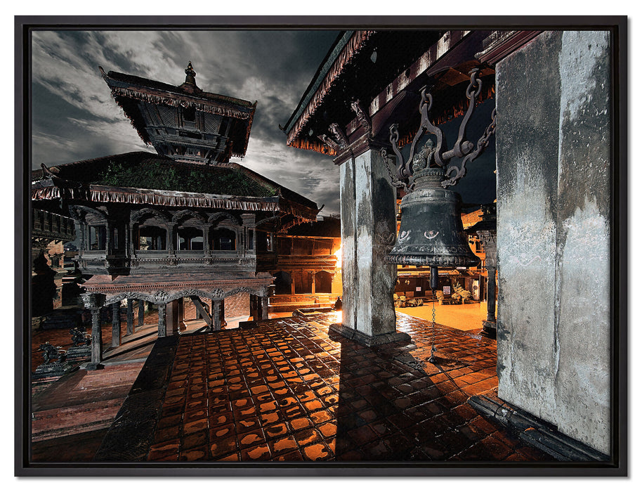 Mystische Stadt auf Leinwandbild gerahmt Größe 80x60